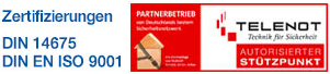 Zertifizierungen DIN 14675 DIN EN ISO 9001 - Partnerbetrieb Telenot